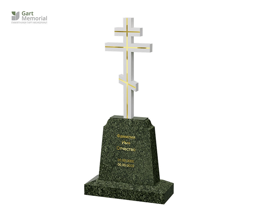 Памятник Крест с зеленым гранитом