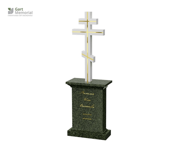 комбинированный памятник из зеленого и серого гранита