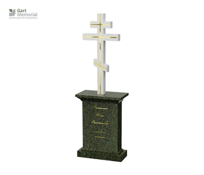 комбинированный памятник из зеленого и серого гранита
