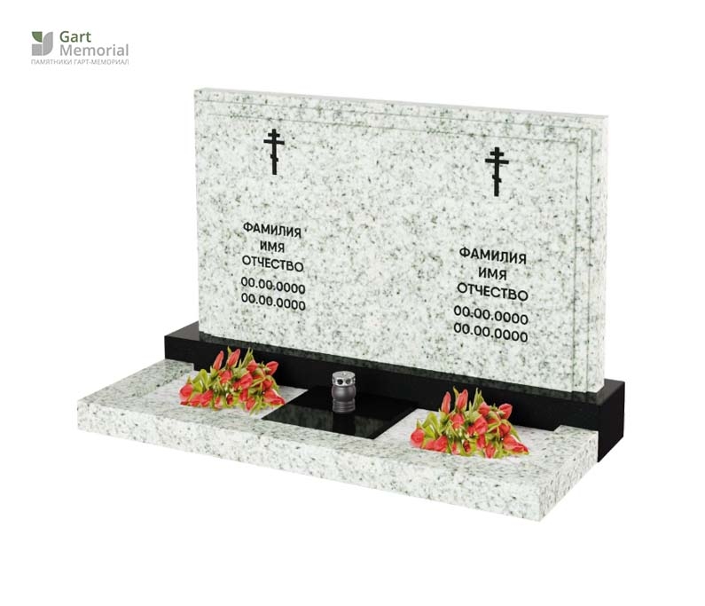 семейный памятник из черного и серого гранита