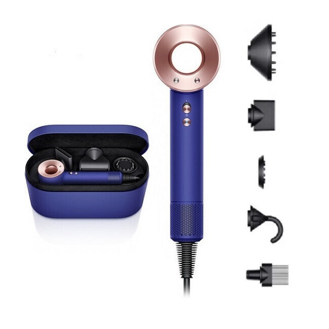 Dyson HD07 Supersonic — Синий/розовое золото + чехол