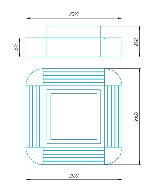 Чертёж размеров и формы скамейки