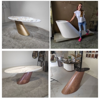 Дизайнерский стол в шпоне американского ореха на заказ 