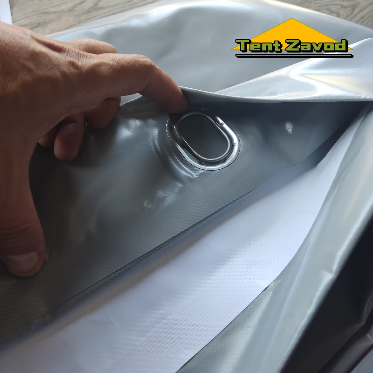 Тент ПВХ на ГАЗ - 3302 и NEXT усиленный двухсторонний цвет серый, синий стандартных размеров под зав