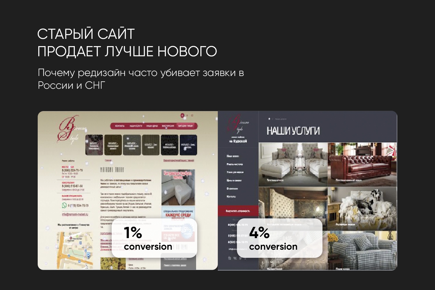 конверсия старого сайта и нового