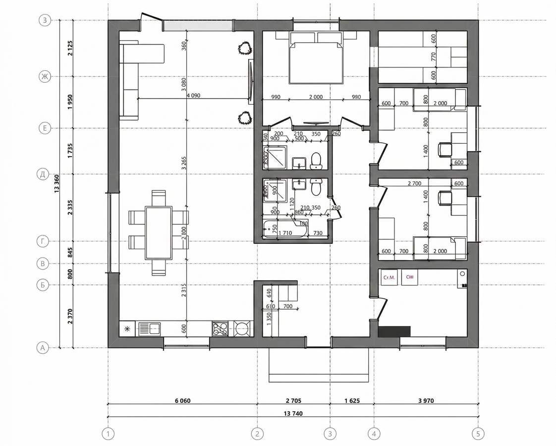 Проект одноэтажного дома 79 м2