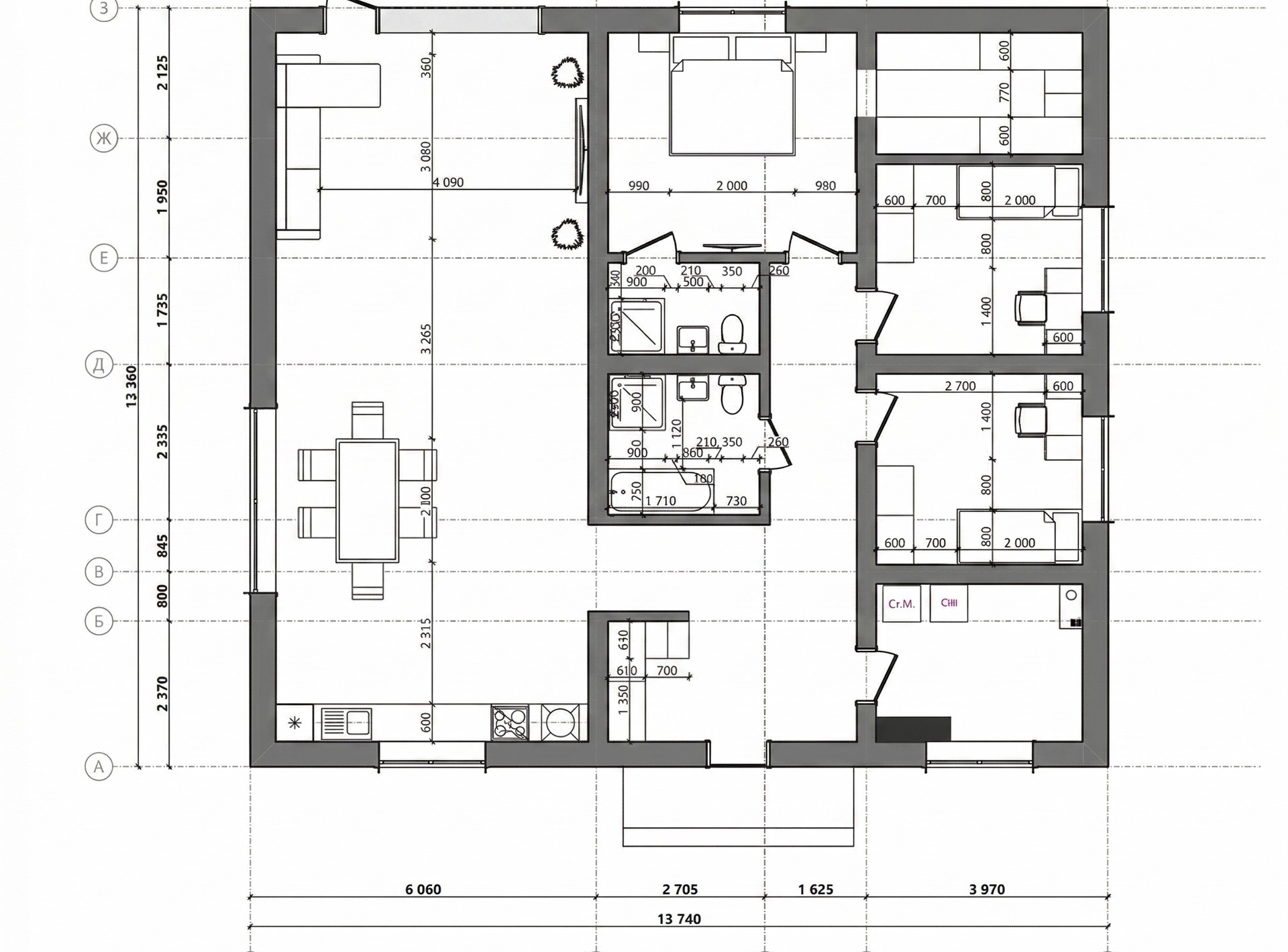 Проект одноэтажного дома 79 м2