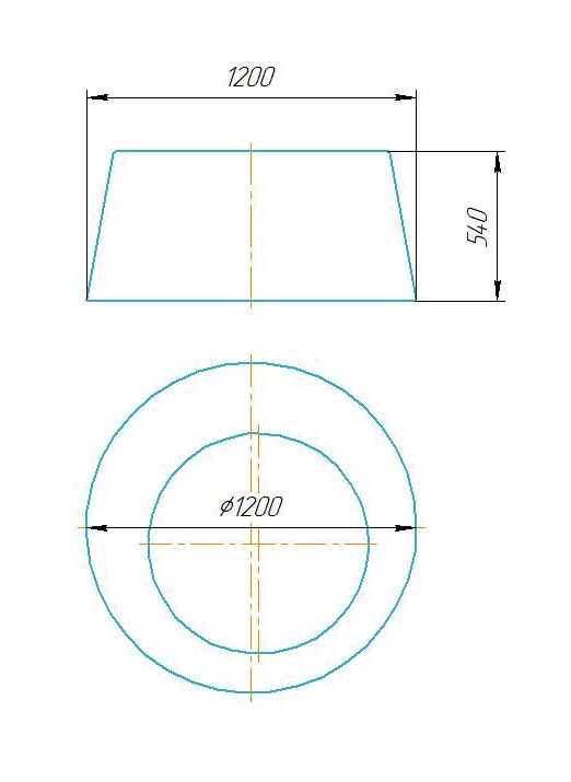 Чертёж размеров и формы кашпо