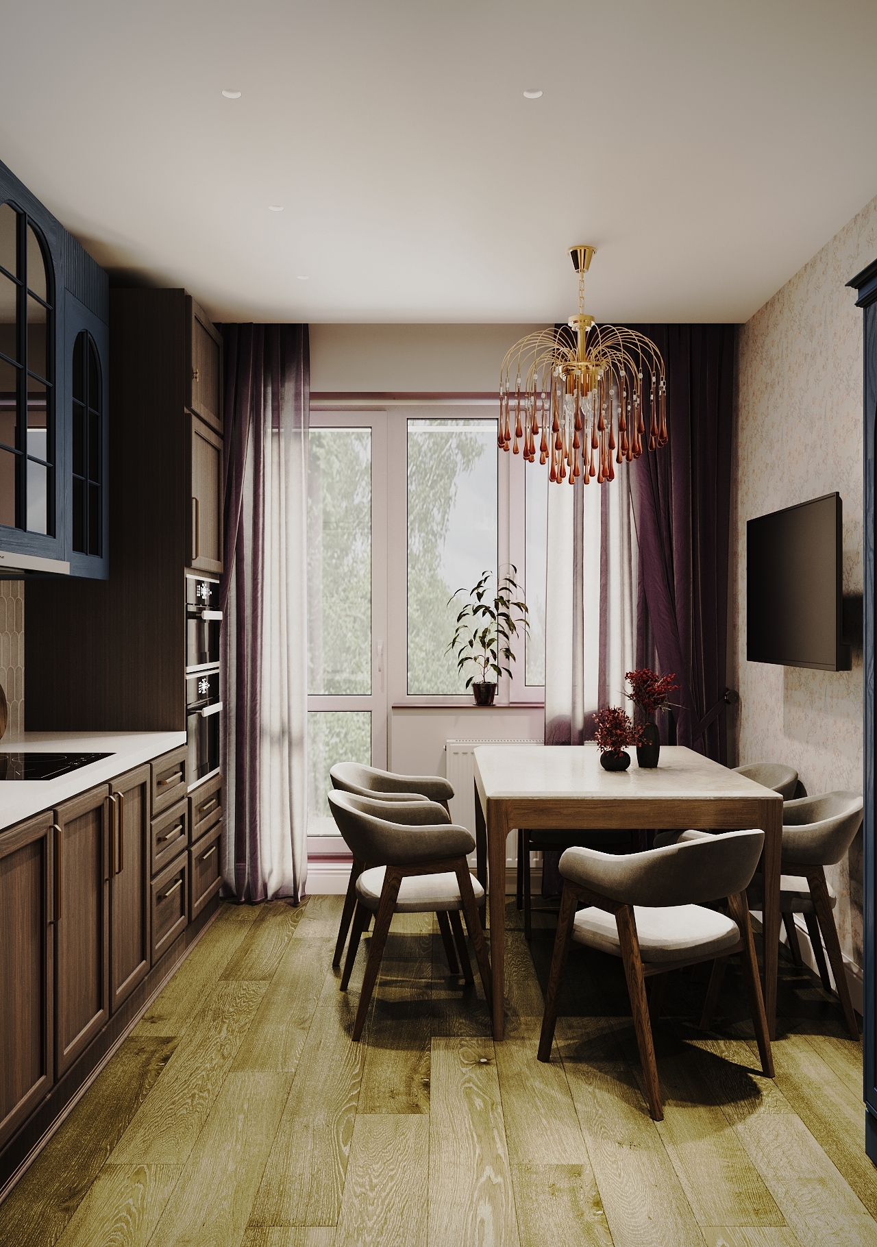 небольшая кухня в стиле современная классика