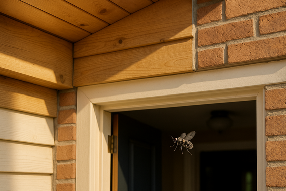 Муха возле входа в дом