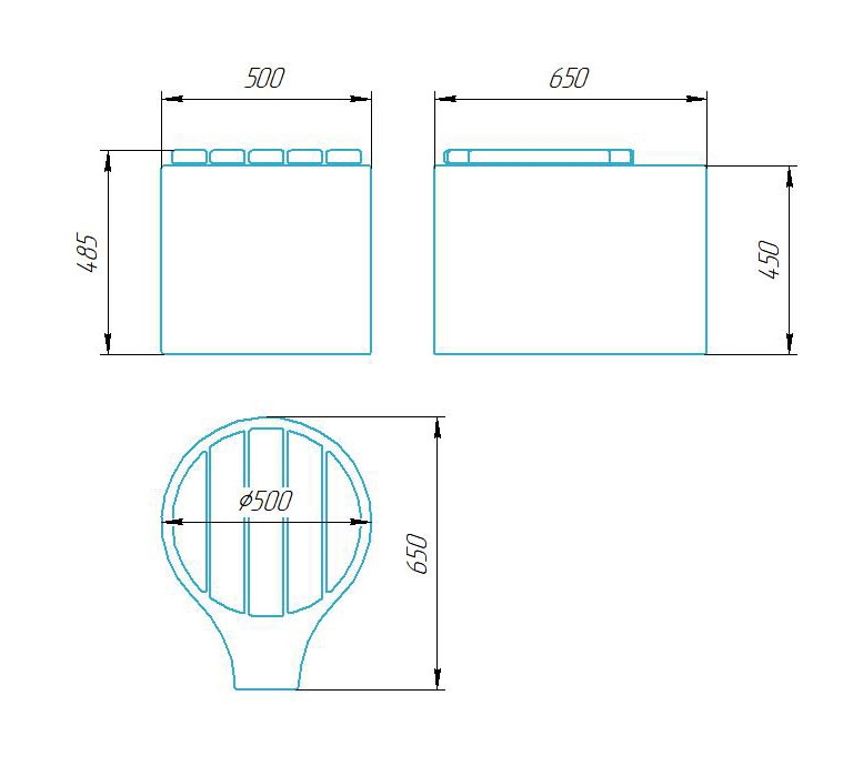 Чертёж размеров и формы кашпо