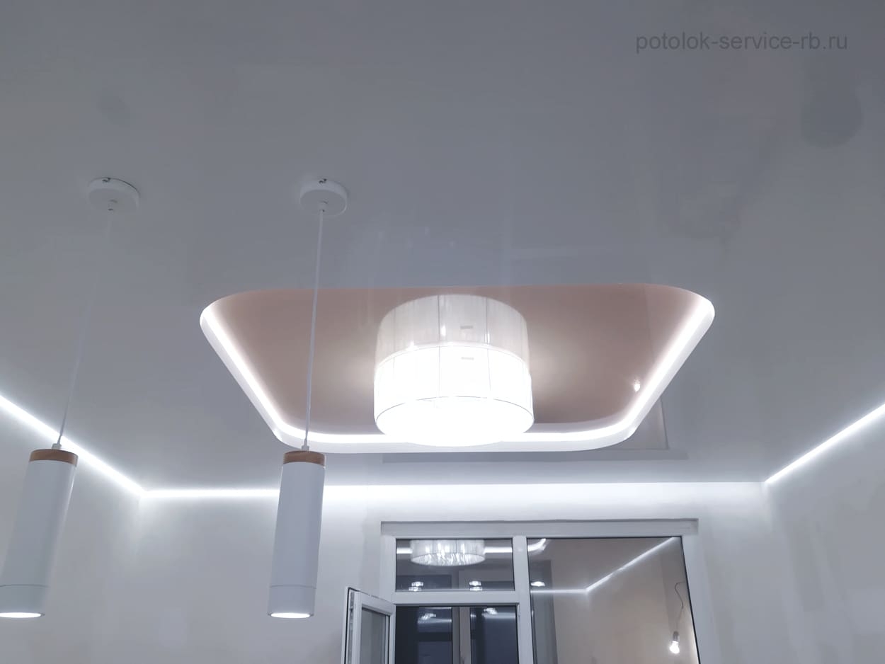 Потолки натяжные двухуровневые с подсветкой по периметру