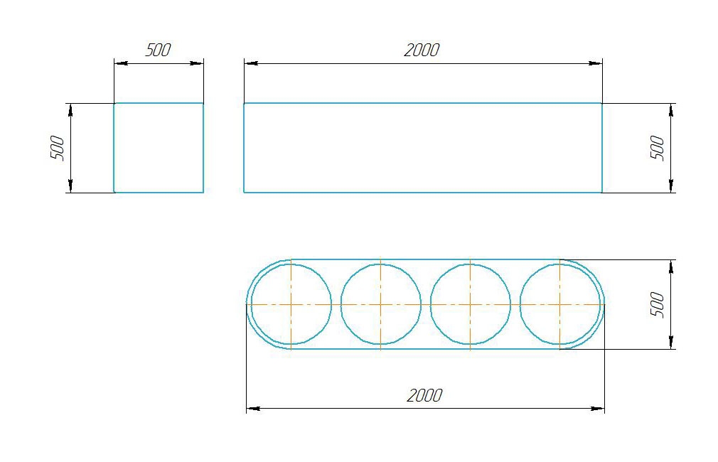 Чертёж размеров и формы кашпо