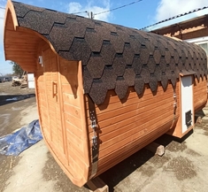 Торцевая баня Квадро длиной 4 м