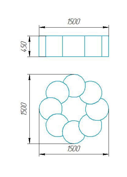 Чертёж размеров и формы скамейки