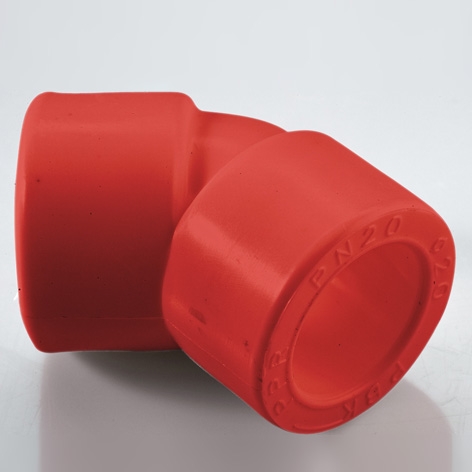 Угольник 45° градусов полипропиленовый (PP-R) противопожарный FireResistant AntiFire