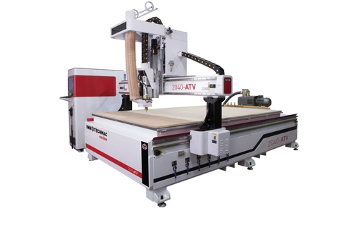 Фрезерный станок с ЧПУ 2040 ATV — оборудование белого цвета с мелкими деталями красного цвета на кор
