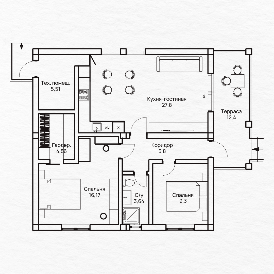 Визуализация одноэтажный современный дом сбоку