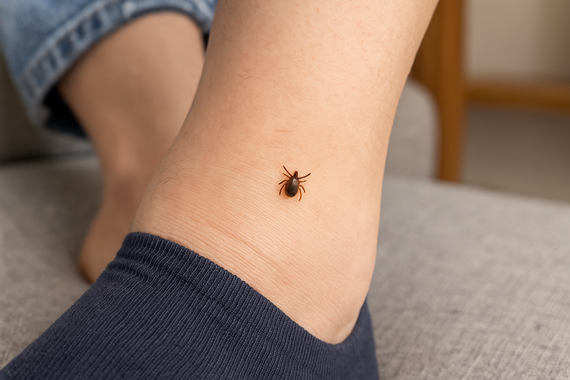 Клещ на ноге