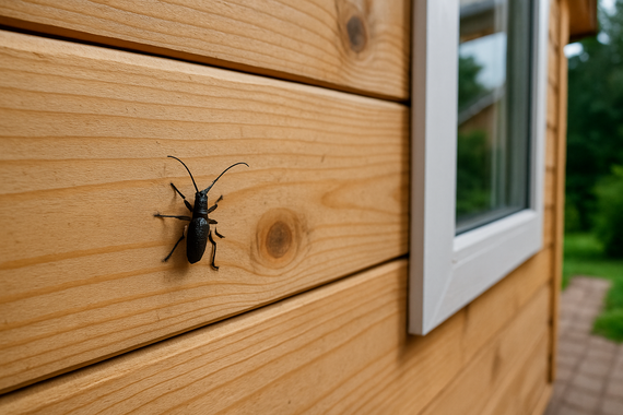 Жук на стене дома снаружи