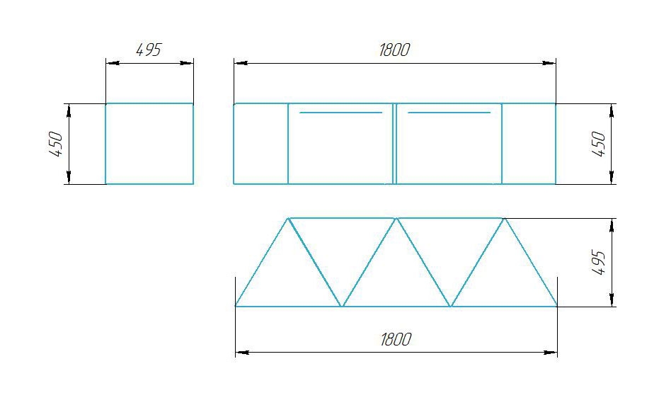 Чертёж размеров и формы скамейки