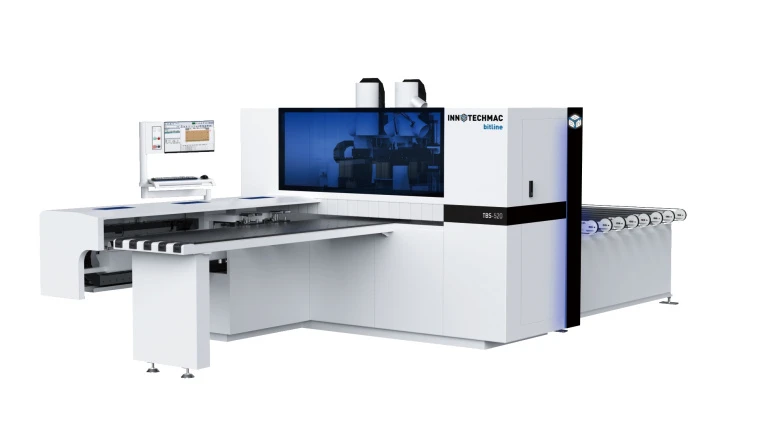 Сверлильно-присадочный станок INNOTECHMAC TBS-420 с ЧПУ в работе — сверление отверстий под шканты 