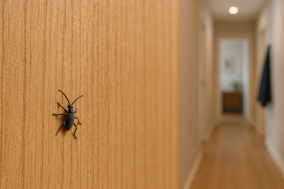 Жук на стене в коридоре