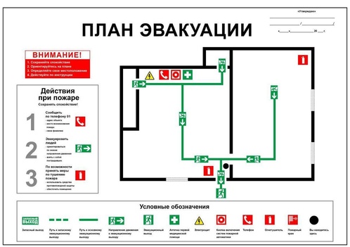 План эвакуации людей при пожаре: разработка и изготовление 