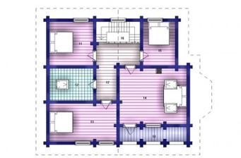 Проект Дома мансардного этажа из бревна под ключ 13х11,5 метра в Москве