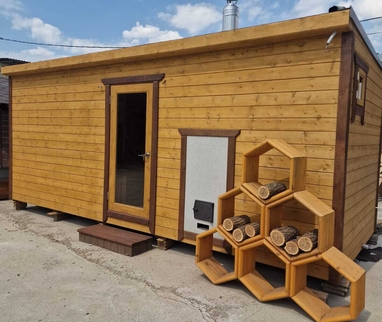 Каркасная баня Скандинавия с панорамными окнами в Махачкале