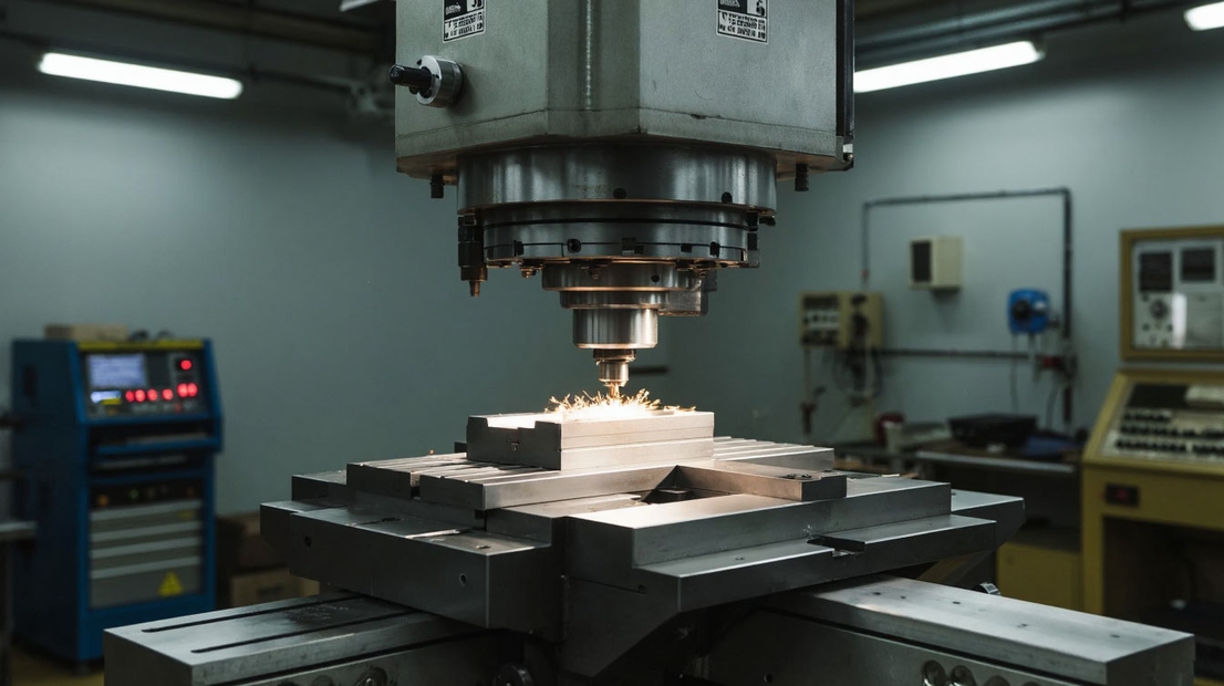 Одиночно стоящий станок в просторном помещении