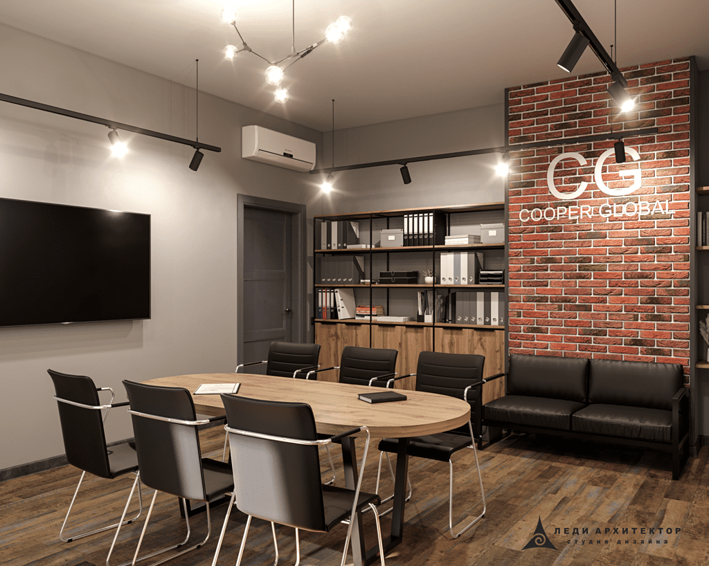 Дизайн офиса в стиле лофт для строительной компании