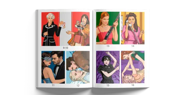 Заказать раскраску по номерам. Дьявол носит прада. 50 оттенков серого. Отчаянные домохозяйки.Уэнсдей