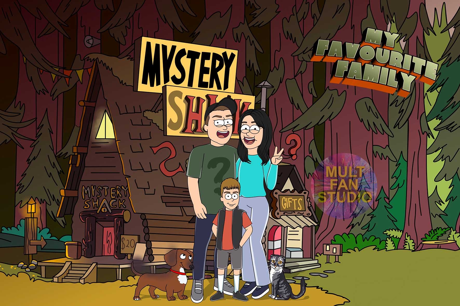 Портрет в мультяшном стиле Gravity Falls 