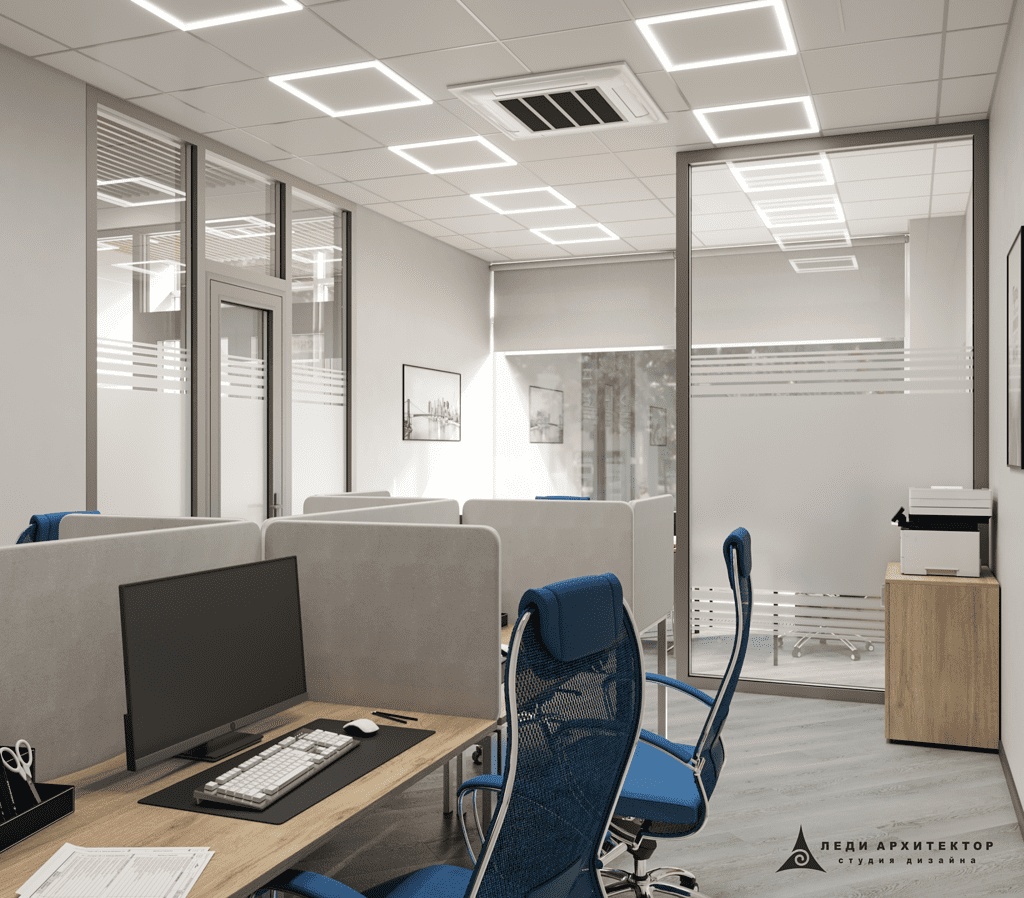 Интерьер Современного офиса open-space Совкомбанка