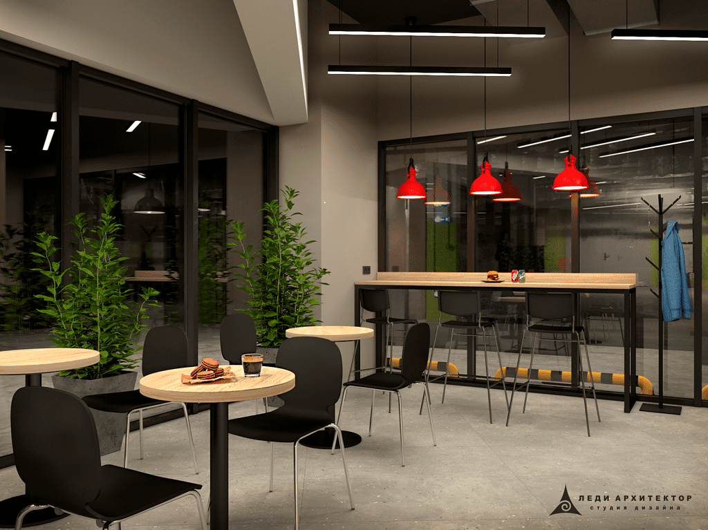 Зона приема пищи на современной автомойке Aqua City