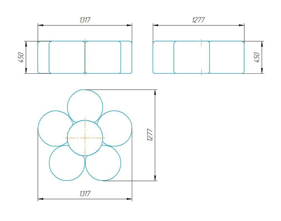 Чертёж размеров и формы кашпо