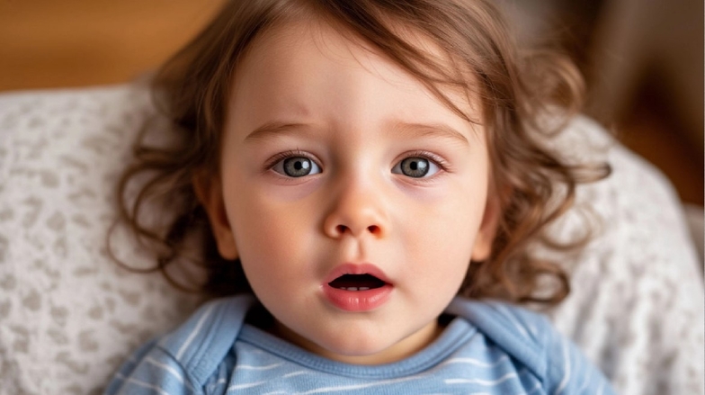 Девочка с открытым ртом и аденоидным типом лица дышит ртом вместо носа