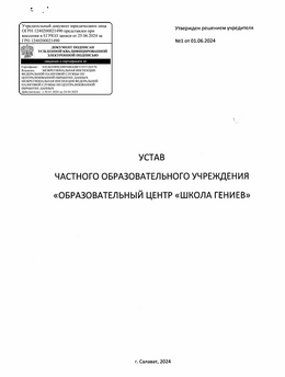 устав Школа Гениев