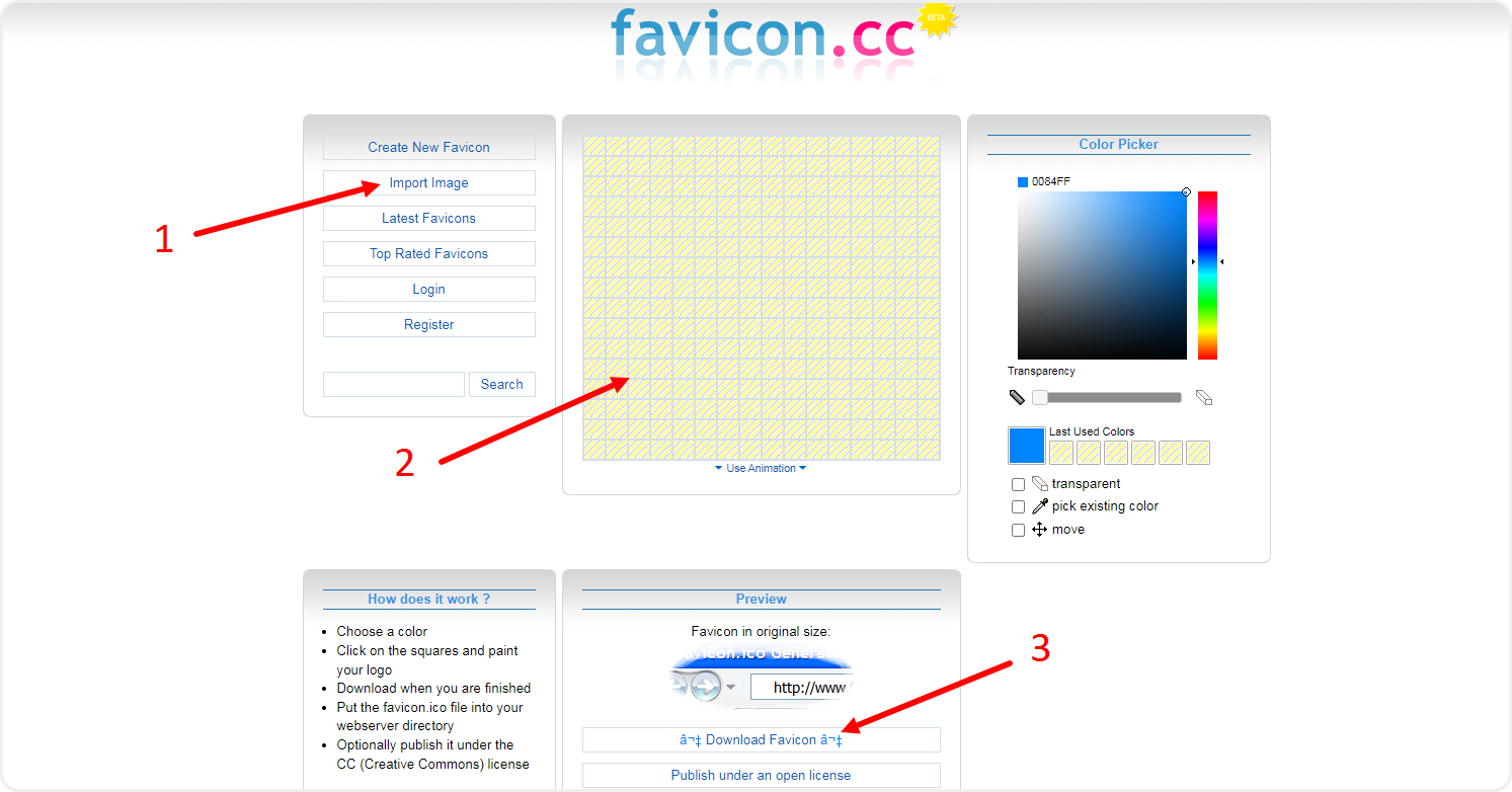 Редактор фавиконов favicon.cc