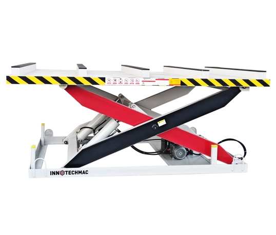 Автоматический подъемный стол INNOTECHMAC LOAD TABLE в белом корпусе с красными декоративными элемен