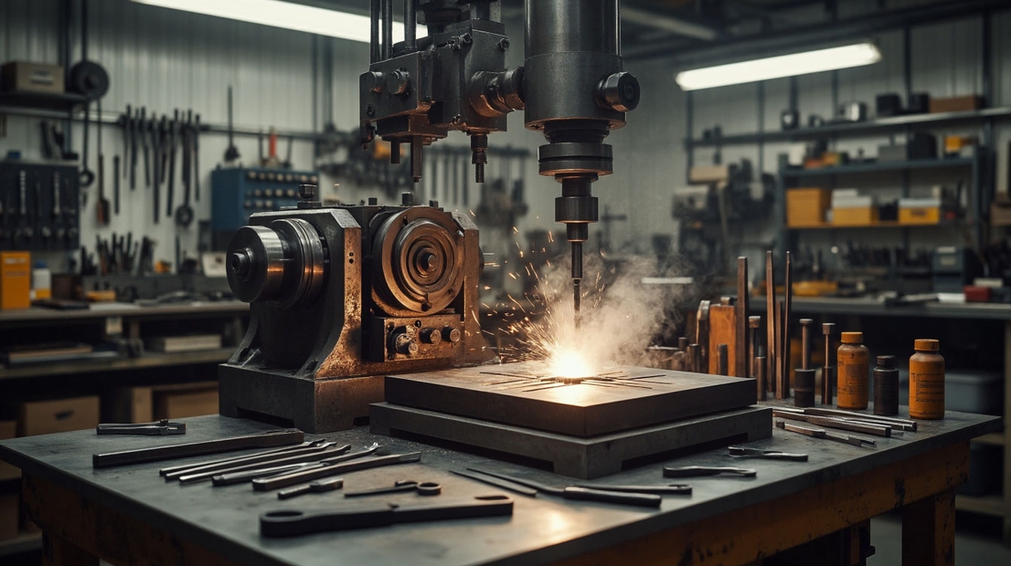 Промышленный станок в цеховой обстановке