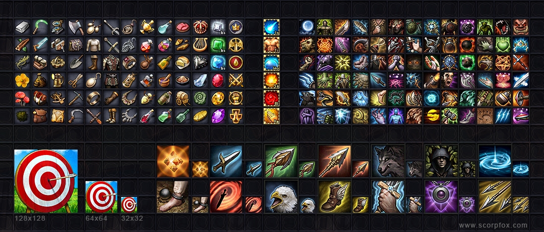 Иконки предметов и умений для игры