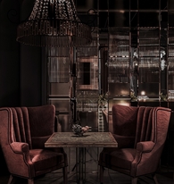 Дизайн кальянной в темном элегантном стиле на 60 гостей, СПб