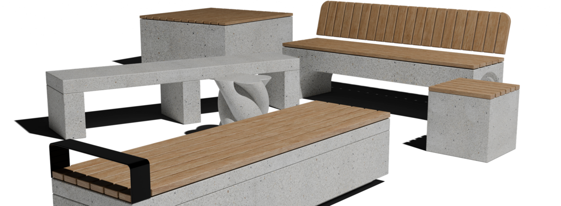 Лавочки и скамейки из бетона