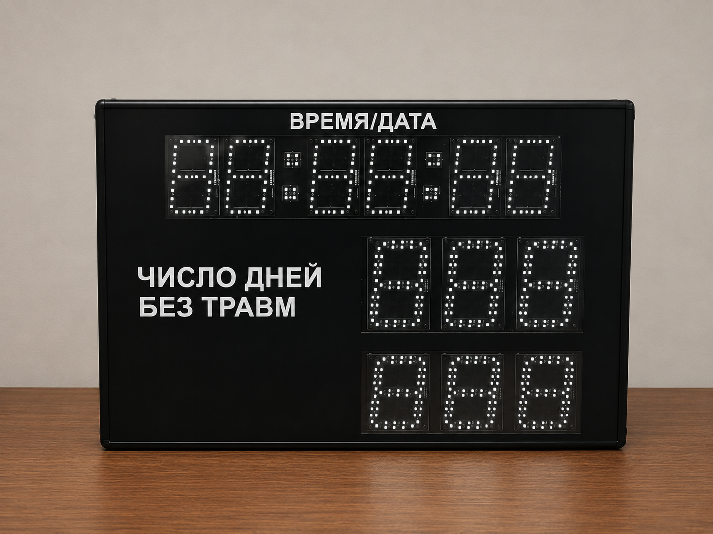 Светодиодное табло показателей травматизма для предприятий и заводов