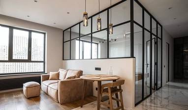 Пример перегородок из стекла в интерьере