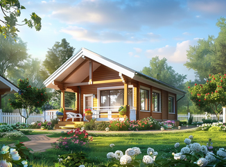 Готовый деревянный каркасно-щитовой дом с отделкой и верандой в Волжском Волгоградской области