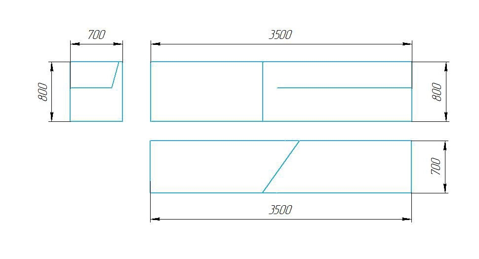 Чертёж размеров и формы скамейки