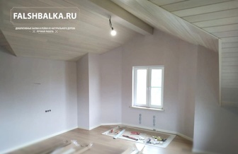 фальшбалки из лиственницы и вагонка крашенная из лиственницы